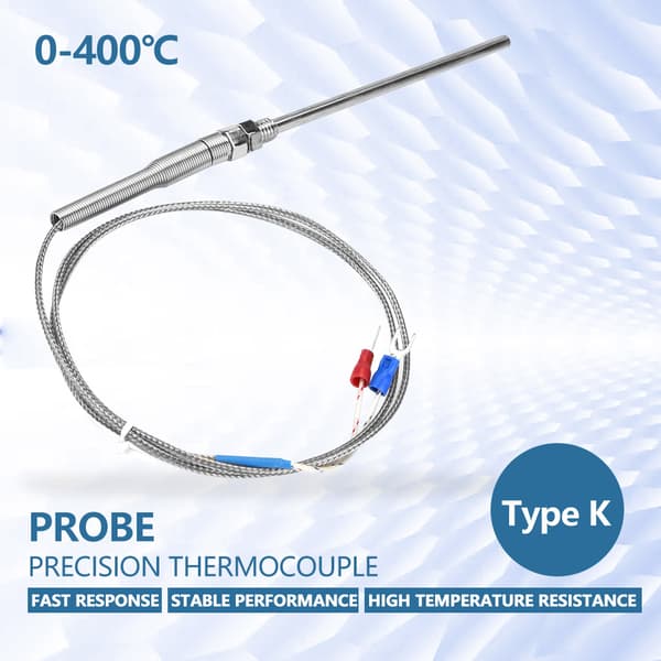 M8 Gänga Typ K Termoelement 100mm Sond Temperatursensor Kabel 0-400℃ (1 m)