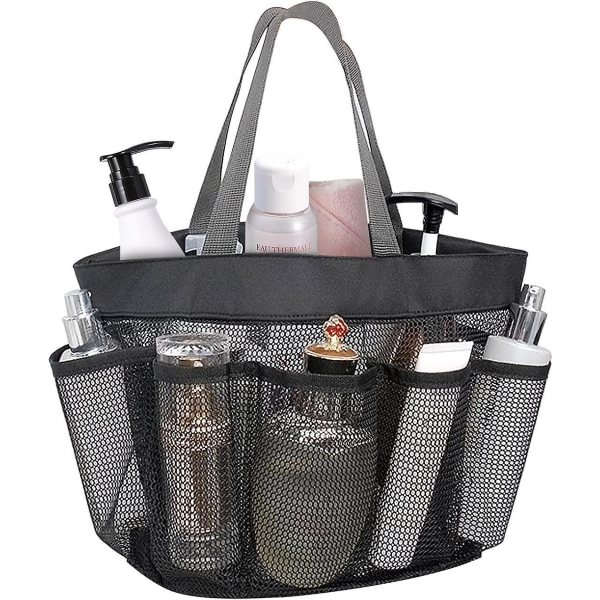 Bærbar multi-rums mesh bruser og opbevaringstaske med håndtag til camping og hjemmebrug (grå)