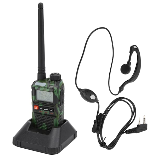 Bärbar Walkie Talkies Set Handhållen LCD-display Walky Talky med Hörlurar 100‑240VGrön EU-kontakt 100‑240V