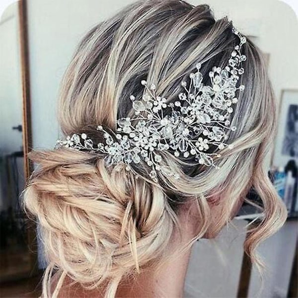 Krystall Bryllupshårpynt med Rhinestones og Blad Elegant Hår Smykker til Bryllup og Fester