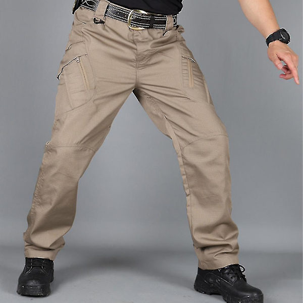 Taktiset vedenpitävät rahtihousut miehille - Ihanteellinen taisteluun ja ulkotöihin 5XL Khaki