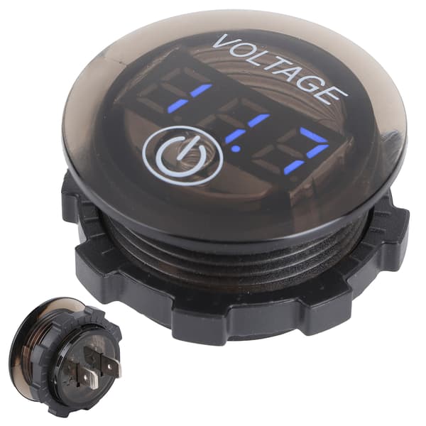 Universal LED DC Digital Voltmeter Spændingsmåler Bilbatterimåler 12‑24V M/ Touch Switch Blå