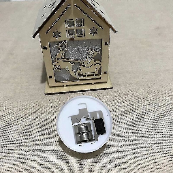 Jul Lysande Trähus Hängande Ornament Blinkande Jul