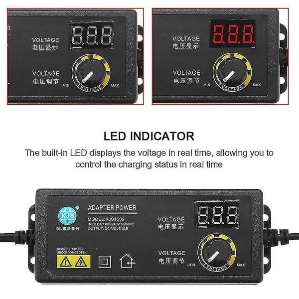 3-36V 60W Strømadapter Justerbar Spændingsadapter LED Display Skiftende Strømforsyning EU Stik til LED Lysbånd Motor