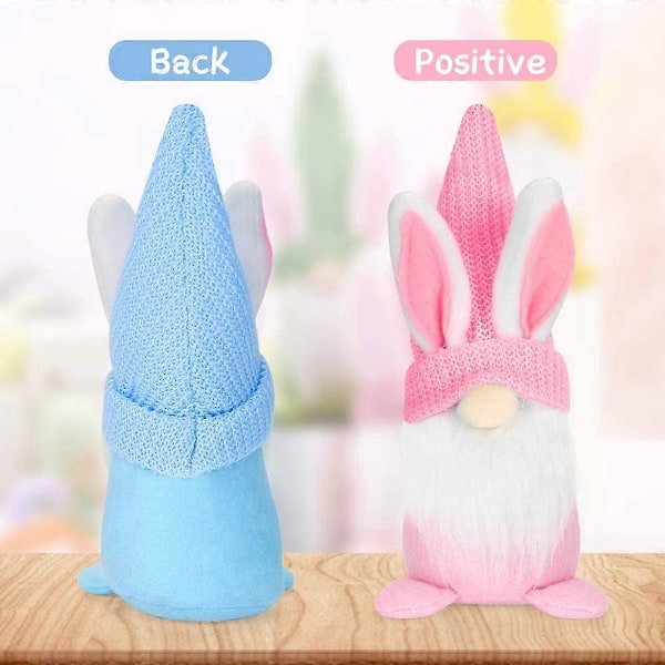 Pääsiäiskoriste, 2 Tonttu Pääsiäispehmolelua, Deco Pääsiäistontut, Tonttukoristeet, Pääsiäispupukoriste Koristeluun ja Lahjoihin, Sininen ja Pinkki