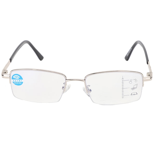 Metall Multifocal Fatigue Relief Läsglasögon Anti Blue Rays Presbyopic Glasses350 Silver