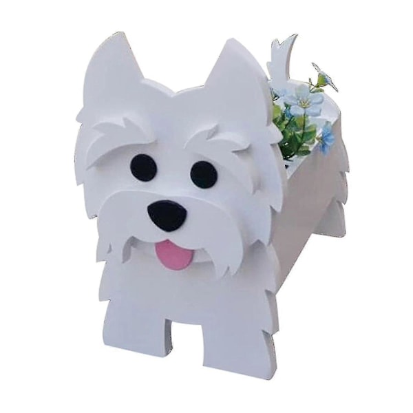 Nya Plantkrukor Hund Planter Lätt Att Montera Kontor Heminredning Gåva Trädgård Gård Gräsmatta Utomhus Pla Highland vit