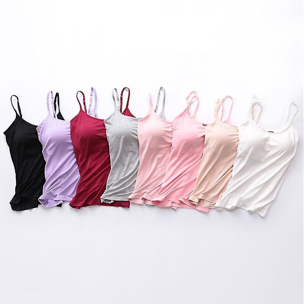 Camisole Tanktopp med Innebygd BH - XL, Melkehvit