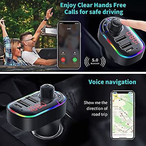 Bluetooth FM-lähetin, Bluetooth MP3-soitin langaton radiosovitin FM-lähetin autolaturi kahdella USB-portilla, handsfree-puhelut, SD-tuki