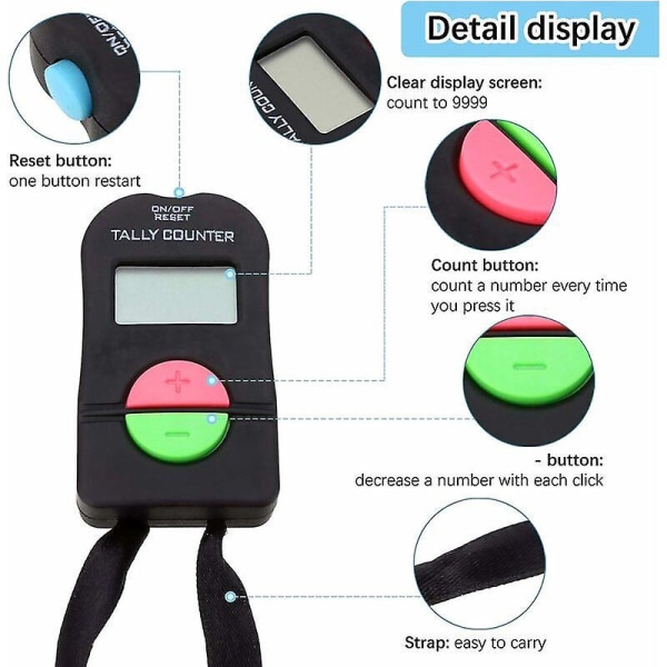 2-Pack Digital Håndtæller Elektronisk Clicker med Display