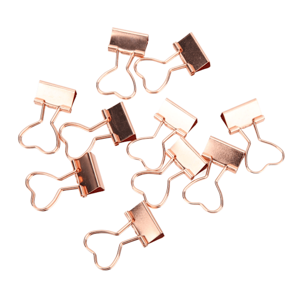 10 st Bindeklippar Kärleksform Roséguld Klämkraft Tätt Manganstålplåt Material Pappersklämmor