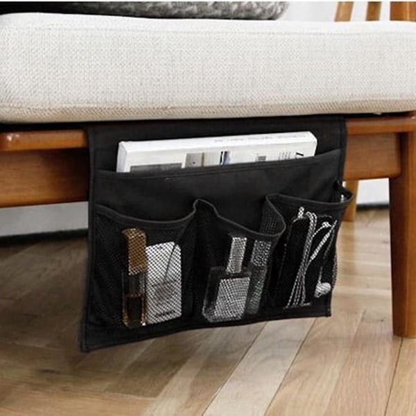 Bed Sofa Hanging Storage Bag - Black, 4 Pockets