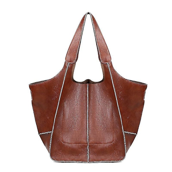 Oversized PU-skinn Tote-veske Brun