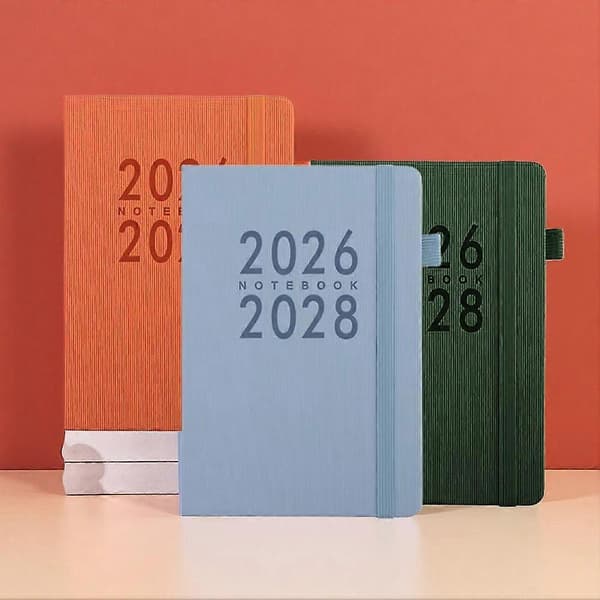 Schemabok Månedsplanlægger Notesbog 2026-2028 Jan Til Dec Blødt Omslag Med Elastik Dagbog Skrivepen Minimalistisk Design Blå Blue One size