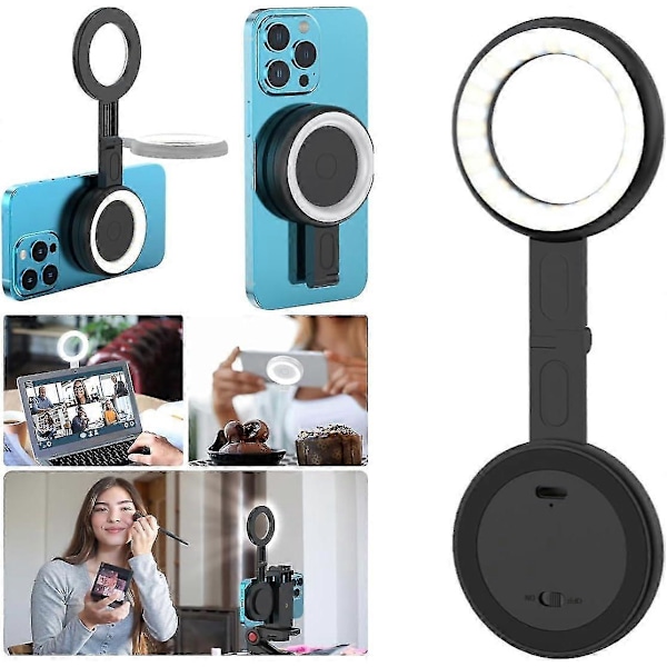 Magneettinen selfievalo, kannettava magneettinen puhelimen selfievalo ja jalusta, 3 väritilan LED-täyttövalo iPhonelle, iPadille, meikkiin, TikTokiin