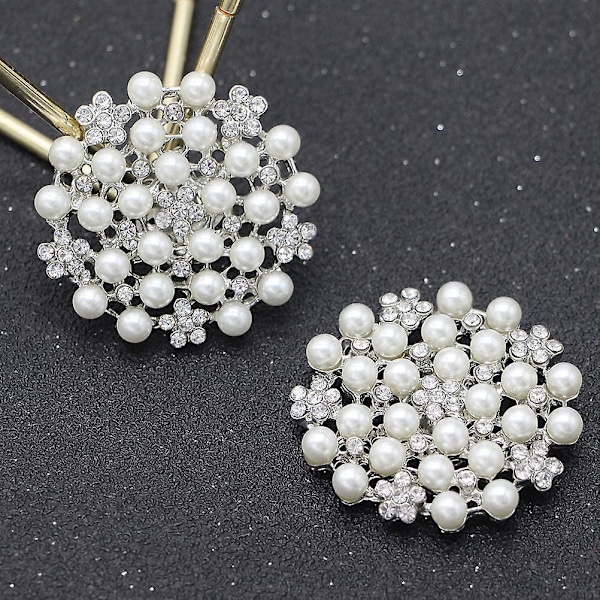 2 STK Runde Perler Diamant Party Sko Klips Rhinestones Krystaller Bryllup Sko Spenner Tilbehør