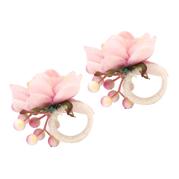 2 stk. servietspænde af hamptov, simuleringsblomst, servietring til hotel, vestlig restaurant 6623 Pink