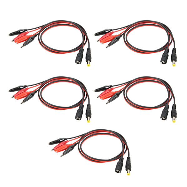 5 set krokodilklämma till likströmsadapterkabel hane honkontakt Batteritestkabel 50 cm längd
