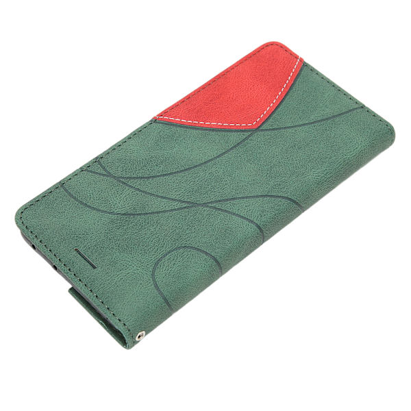 PU-läder Flip Wallet Telefonfodral 2 Färger Spliced Stötsäker Telefon Skyddande Fodral Cover för Samsung S21 Ultra Grön