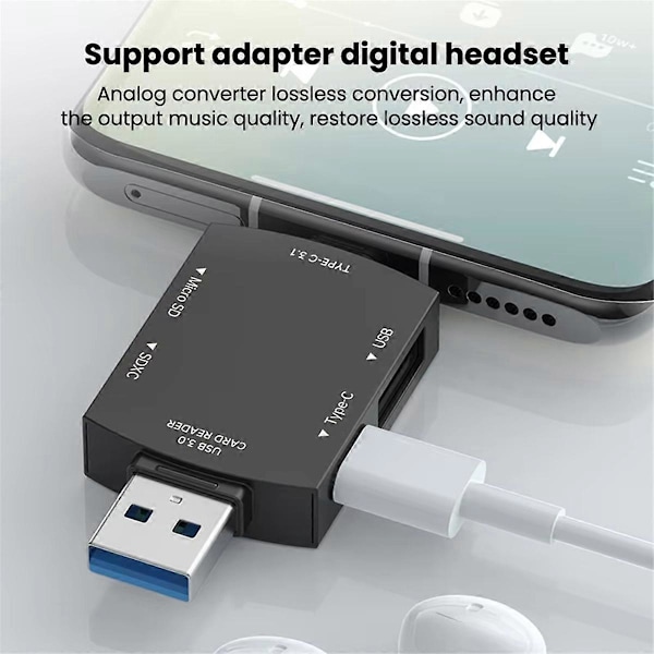 6in1 OTG SD-kortinlukija Type-c 3.1 - USB-sovitin B