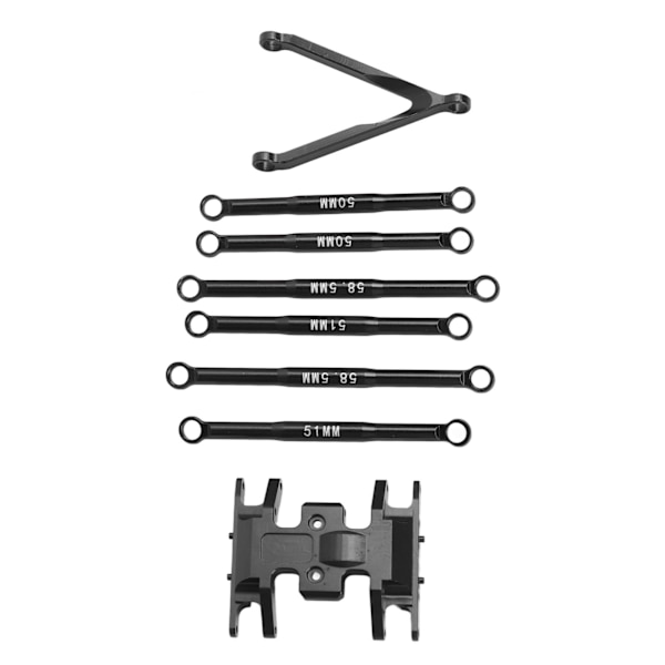 6 stk koblingsstangsett for SCX24 Aluminium Alloy Lett Vekt Utsøkt Design 1/24 Koblingsstangsett for Axial SCX24 RC Bil Svart