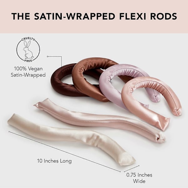 Kitsch No Heat Curlers - Satinöverdragna Lockar Utan Värme För Lockar Över Natten ZD B2 Roséguld