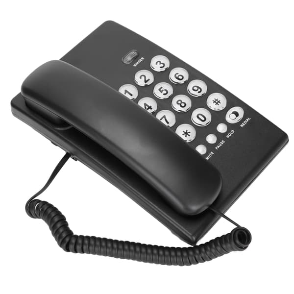KXT504 Stasjonær Ledningstelefon Multifunksjonell Stor Knapp Fasttelefon for Hjemmekontor Hotell (Svart)