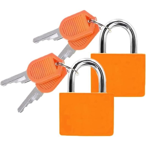 Orange set med 2 resväska hänglås med nycklar för bagage, gym skåp och semesterväskor