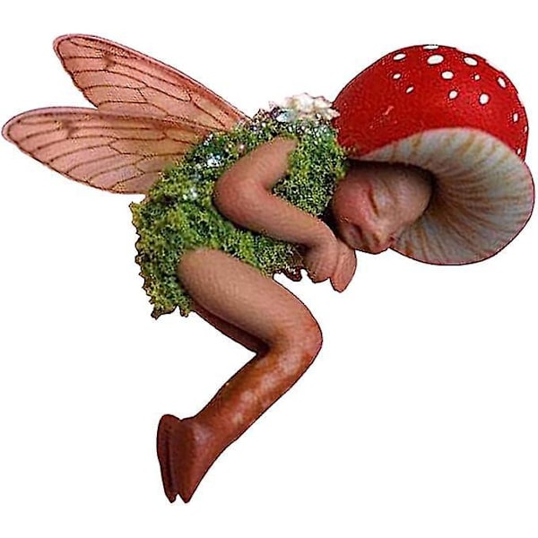 Mini Sleeple Sovende Svampefe Statue Resin Dukkehus Fe Skulptur til Mikro Landskab Resin Ornamenter til Have