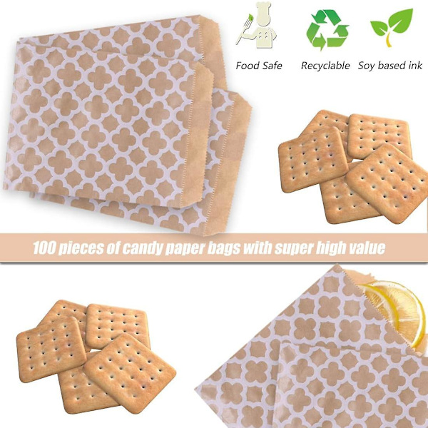 Kraftpapperspåsar - Set om 100, Bruna, Perfekta för Godis, DIY-hantverk, Gåvor, Kakor, Bröd