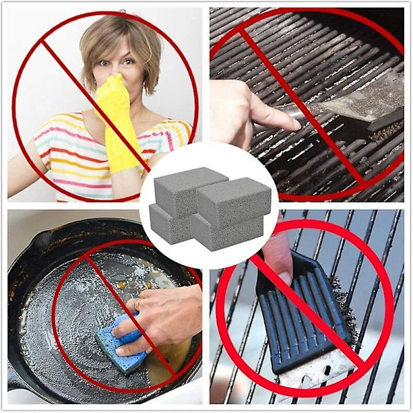 4-pak Grillblok Øko-venlig Rengørings Pimpsten, Genanvendelig Grill Pimpsten Rengøringsmiddel til Rengøring af Grill Griddle Ovnfliser