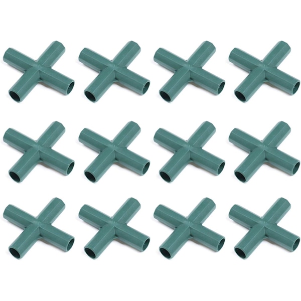12-pack Kraftiga PVC Växthusramskoppling 4-vägs 16mm