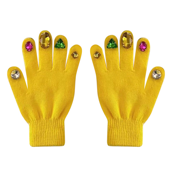 Rhinestone Negle Handsker DIY Professional Hold Varm Fortykning Fuld Finger Bløde Negle Rhinestone Handsker til Manicure Gul