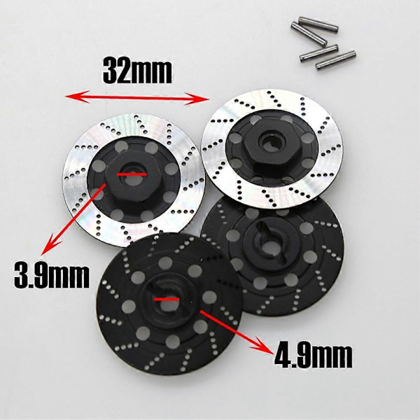 4 KPL Metallinen Jarrulevy Kuusikulma-adapteri 1/10 Sakura D4 RC-autoon, punainen