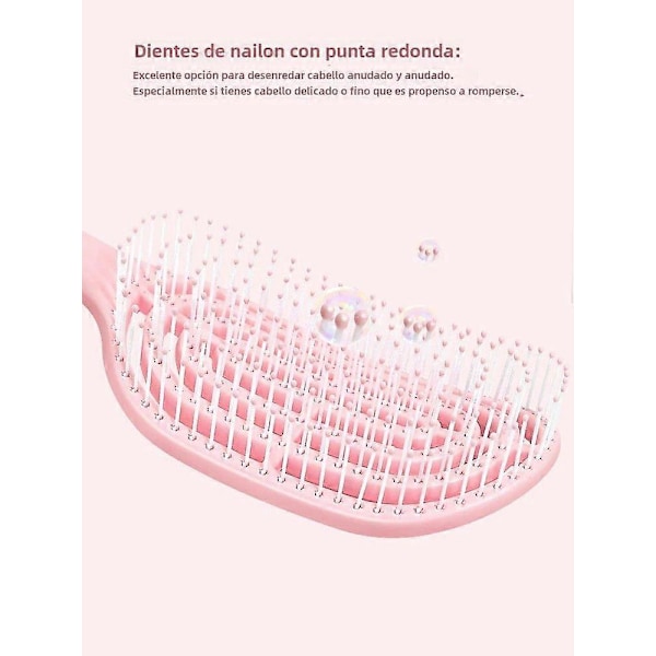 Bärbar Avslappnande Elastisk Massageborste Oval Hårkam för Skalpmassage Salong Stylingverktyg Enfärgad SZ50-Rosa