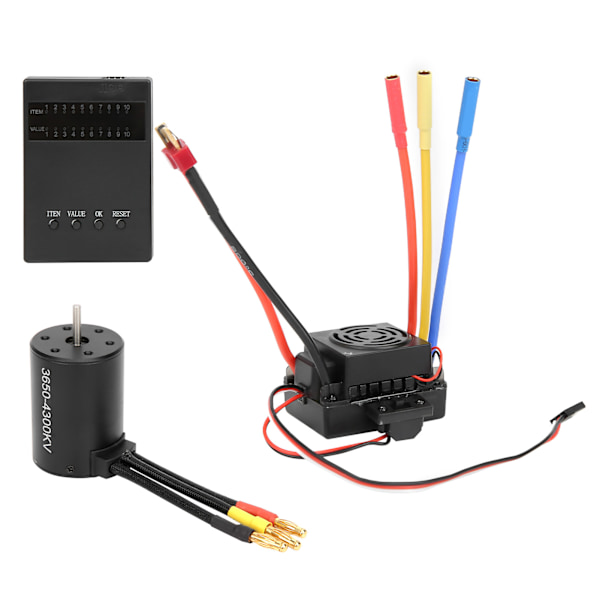 3650 Borstlös motor 4300KV+60A Borstlös ESC T-kontakt Programmeringskort Set för 1//10 RC Bil