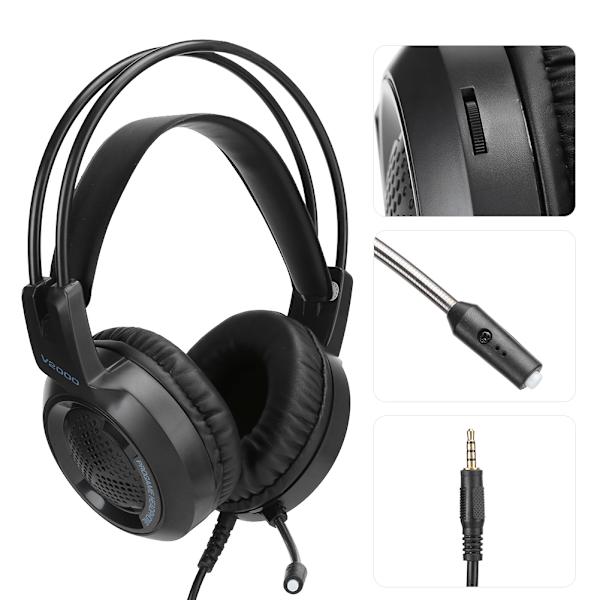 V2000 3,5 mm stereoheadset med støjreducerende mikrofon til pc, tablet og mobiltelefon på kontoret