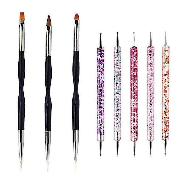 5/20 st Nagelborstar Set, Nagelkonstborstar för Målning, Ritning, Prickning och Gravering, Manikyrverktyg, Akryl, UV Gel och Nagelpulver12