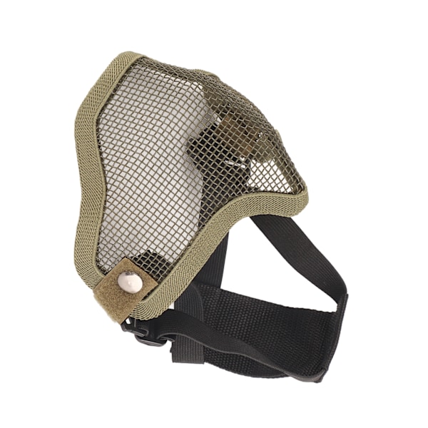 Halv ansiktsmask skyddande stål nät cool design 54 till 62cm huvudskydd för utomhusaktiviteter grön