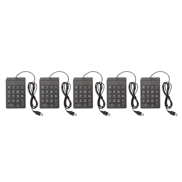 Kablet numerisk tastatur 18 taster Ergonomisk USB Plug and Play Stillegående tasting Mini numerisk tastatur for PC Laptop Desktop 5 stk.