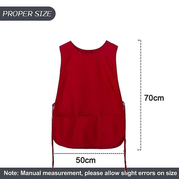 Apron Work Apron Apron 2 Front Pockets Dirt-Repellent Sleeveless Cleaning Chef Men Women Red