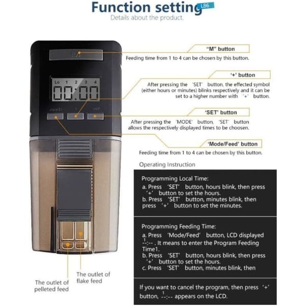Automatisk akvariefiskefoderautomat med automatisk timer til fiskefoder til akvarier