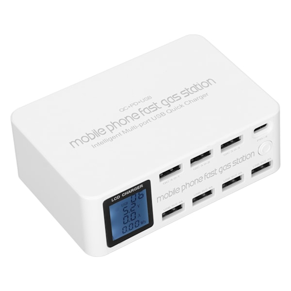 WLX‑818D 100W 8-porttinen USB-laturiasema IPhone-puhelimille Moniporttinen LCD-näytön laturi UK-pistoke