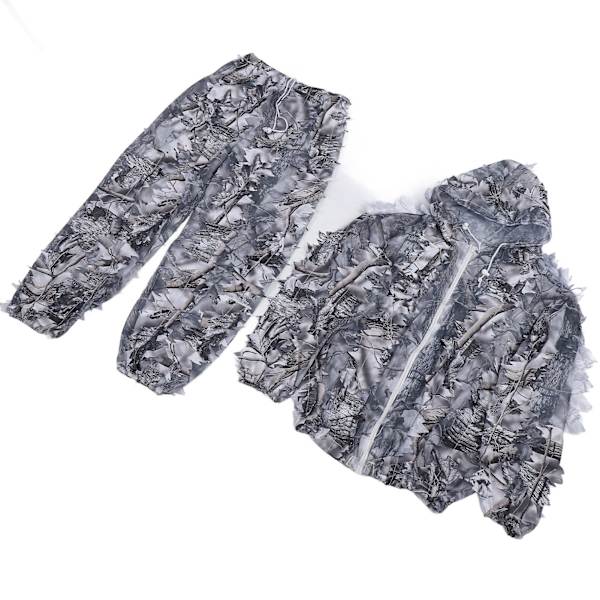 Sne Sne Camouflage Ghillie Suit 3D Blade Jakker og Bukser Sæt Tøj til Jagt