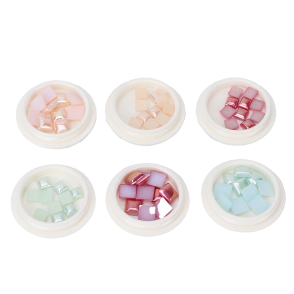 6 esker / sett firkantet neglekunstdekorasjon DIY skinnende glitter neglepynttilbehør
