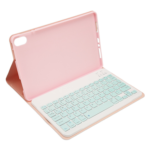11-tommers Bluetooth-tastatur for nettbrett Trådløst nettbrett-telefon Datatastatur med beskyttende lærveske for OPPO Pad 11 Pink