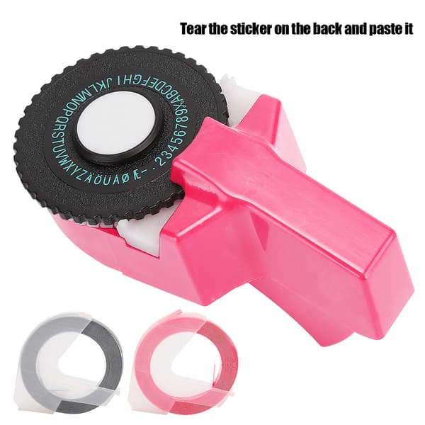 Mini Manuel Tape Maker Dekorativ Farvet ABS 3D Prægetape 9mm til Håndbog Pink