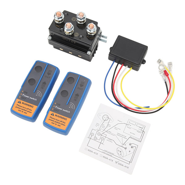 Trådlös vinsch fjärrkontroll kit 500A vinsch solenoid relä kontaktor för 8000lbs till 12000lbs ATV UTV vinsch DC 12V
