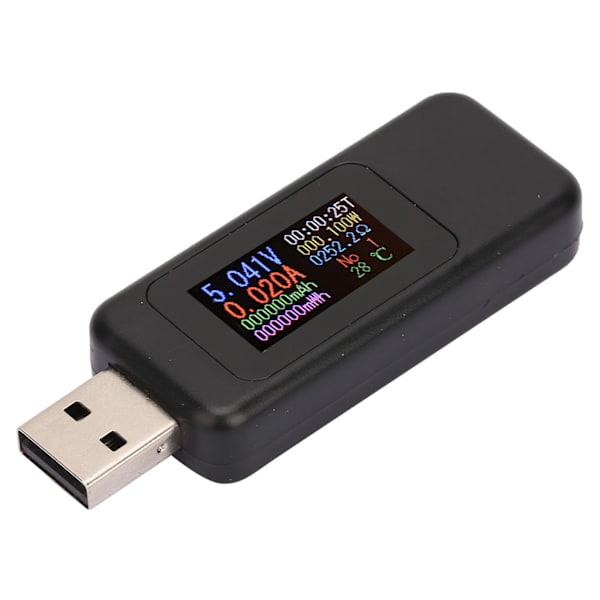 LCD Display USB Tester Oplader Detektor Digital Voltmeter Amperemeter Spændingsmåler DC4-30V (Sort)
