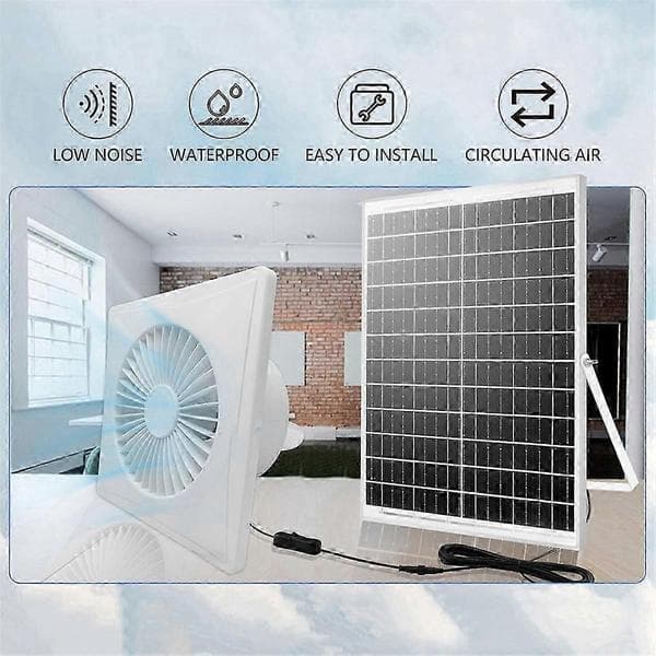 4-tommer solcelleventilator med 8W panel til hønsehuse og skure, lydsvag ventilationsløsning med høj hastighed 4 tommer 4 tum Vit